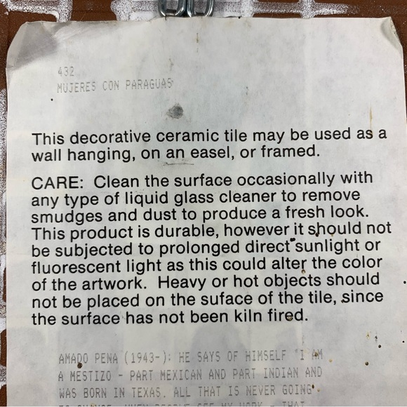 Amado Peña Decorative Ceramic Tile Art - Picture 6 of 12